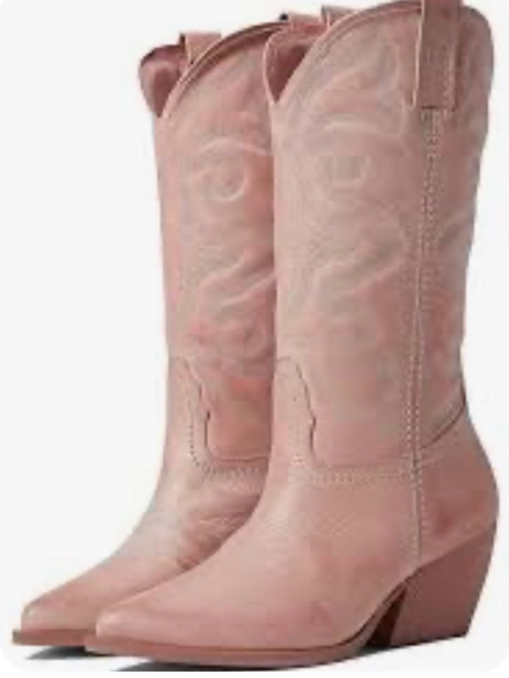 Steve Madden Pink Suede Heeled Western Boots - Picture 5 of 5